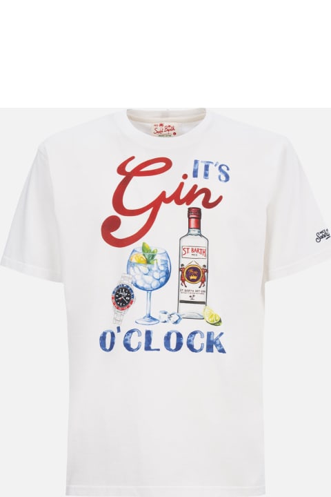 MC2 Saint Barth Man Cotton T-shirt With It's Gin O'clock