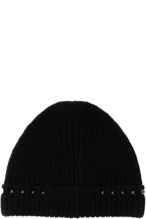 Valentino Garavani Hi-Tech Accessories for Men Valentino Garavani Black Wool Beanie Hat