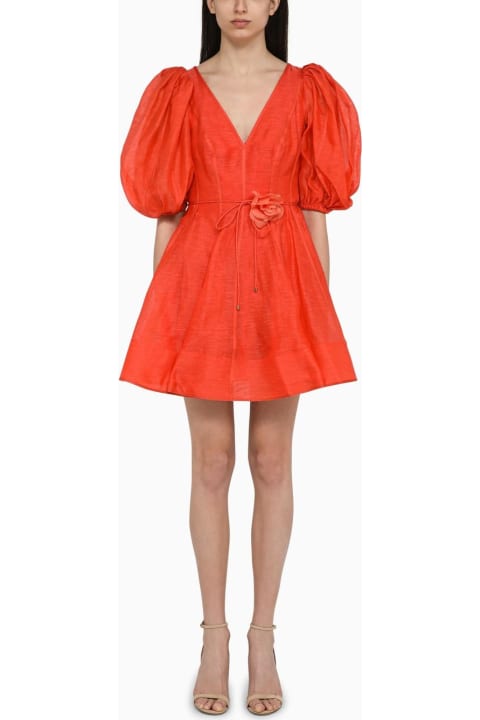 ウィメンズ Zimmermannのワンピース＆ドレス Zimmermann Red Linen And Silk Flip Tranquility Mini Dress