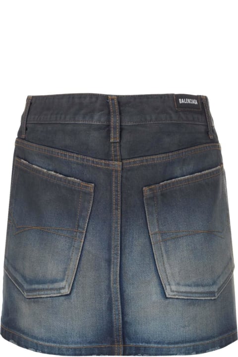ウィメンズ新着アイテム Balenciaga Frayed Edge Denim Mini Skirt