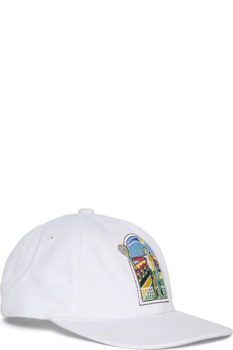 Hats for Men Casablanca White Baseball Hat With Front Embroidery