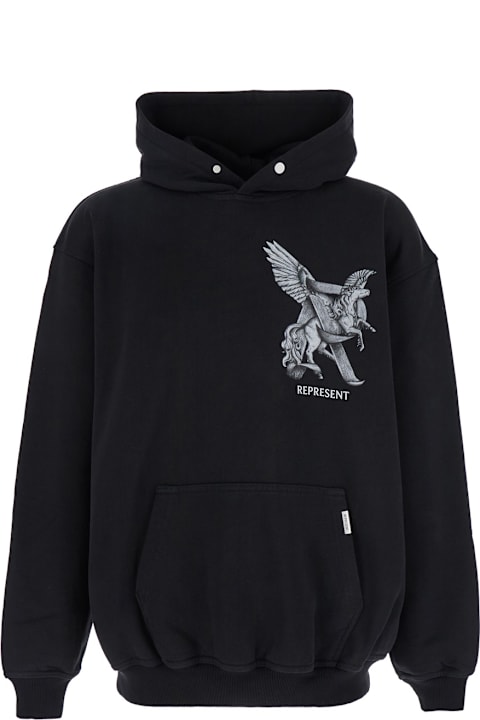 REPRESENT for Men REPRESENT 'elegance Unicorn' Black Hoodie With Logo Print On The Front And Maxi Print On The Rear In Cotton Man