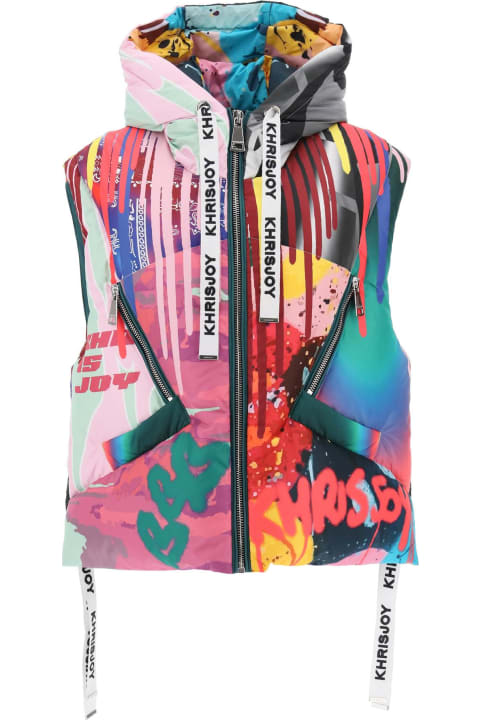 Khrisjoy Coats & Jackets for Women Khrisjoy Graffiti Print Iconic Down Vest