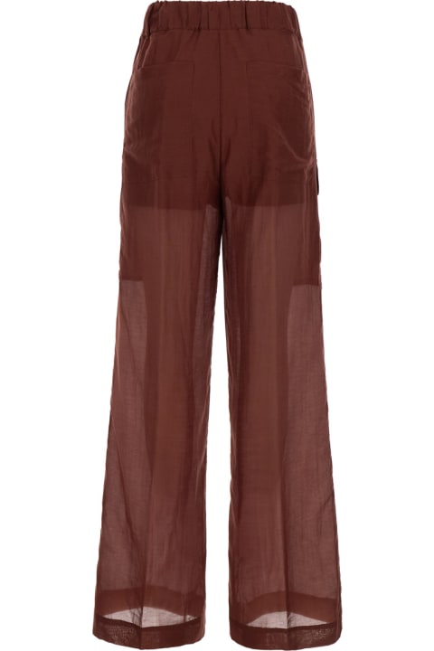 ウィメンズ SEMICOUTUREのパンツ＆ショーツ SEMICOUTURE Red-purple Color Pants With Drawstring In Techno Fabric Woman