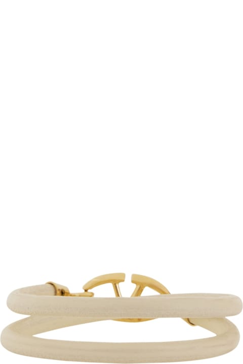 حُلي لـ السيدات Valentino Garavani Double Twist Leather Bracelet With Vlogo