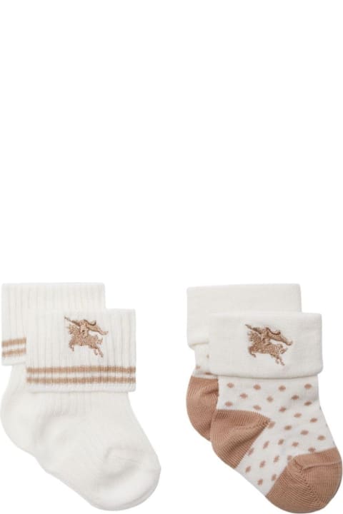Ekd-embroidered Two-tone Socks (pack Of Two)