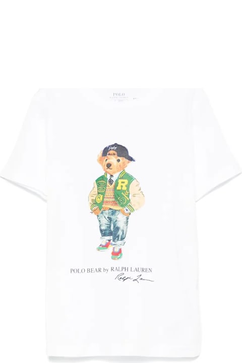 Polo Ralph Lauren Topwear for Boys Polo Ralph Lauren Polo Bear T-shirt In White Cotton Jersey