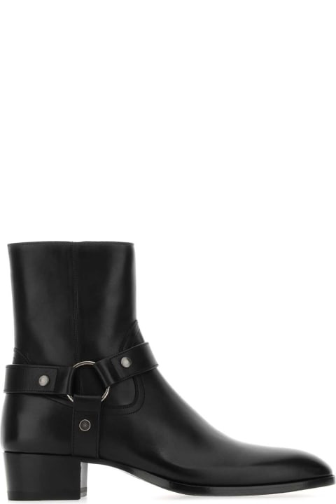 Saint Laurent Shoes for Men Saint Laurent Black Leather Ankle Boots