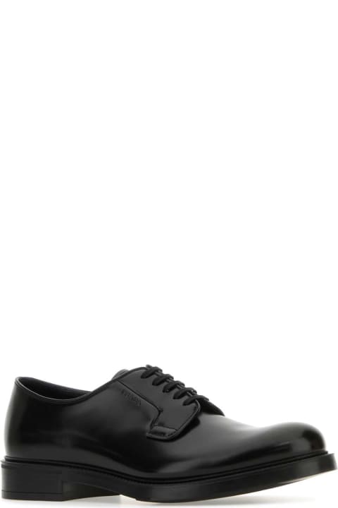 Fashion for Men Prada Black Leather Lace-up Shoes