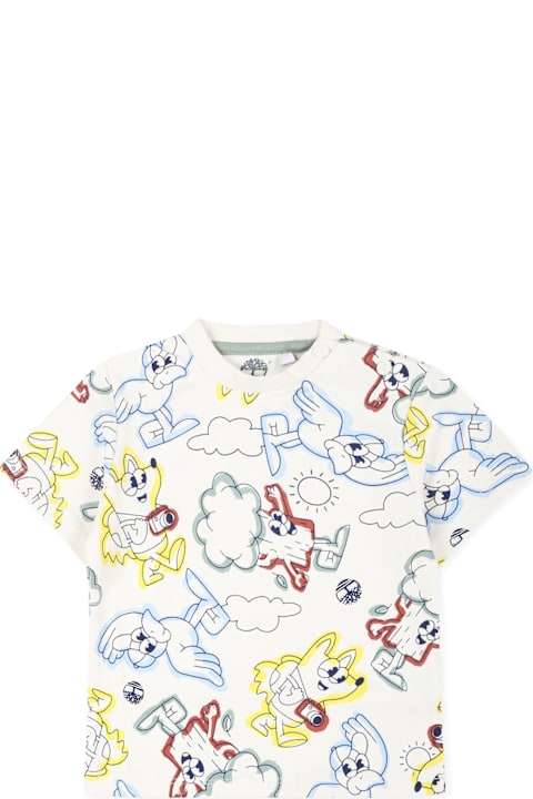 Timberland T-Shirts & Polo Shirts for Baby Boys Timberland Ivory T-shirt For Baby Boy With Print