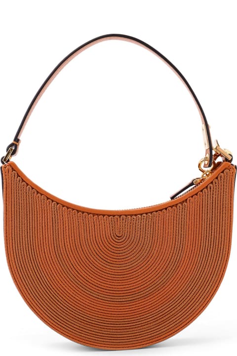 Homeware Valentino Garavani Mini Hobo Vlogo Signature Valentino Garavani Leather And Rafia Bag With Metal And Leather Shoulder Strap