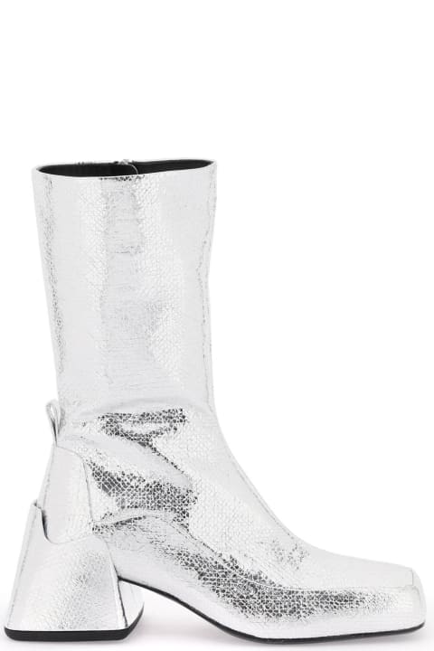 Fashion for Women Jil Sander Cracked-effect Laminated Leather Boots