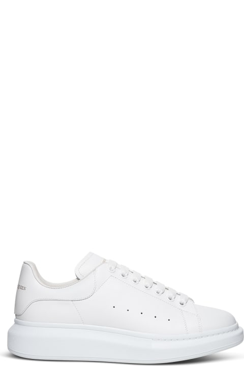 Alexander Mcqueen Man's White Leather Oversize Sneakers With Logo