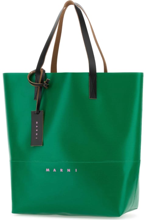 メンズ Marniのトートバッグ Marni Green Pvc Tribeca Shopping Bag