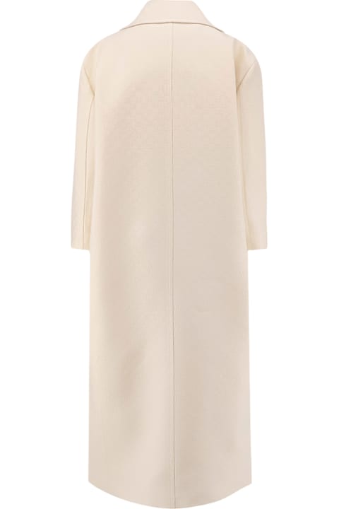 Gucci for Women Gucci Wool And Silk Crepe Coat With All-over Gg Motif