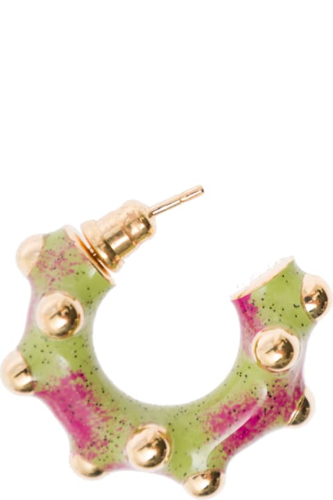 Jewelry Sale for Women Panconesi Multicolor Asymmetric Earrings With Studs In 18k Gold Plated Brass Woman