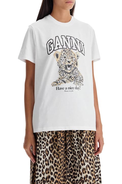 Homeware Ganni 'leopard' White Cotton T-shirt