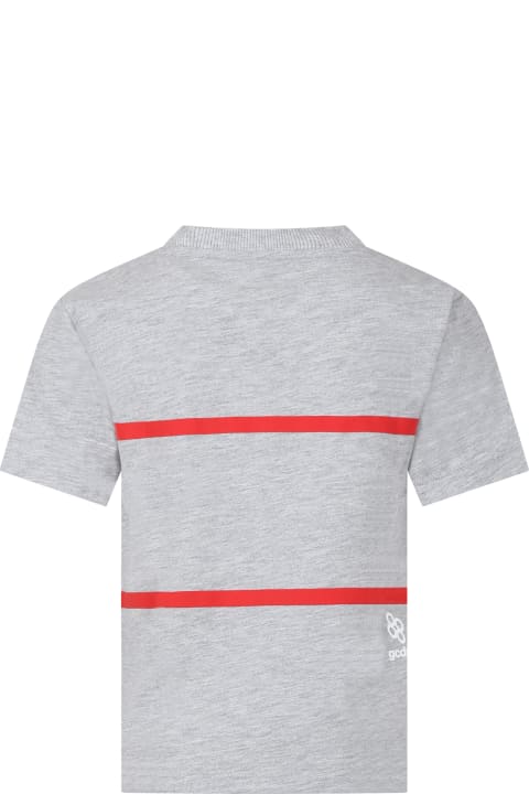 GCDS Mini T-Shirts & Polo Shirts for Boys GCDS Mini Grey T-shirt For Kids With Black Logo