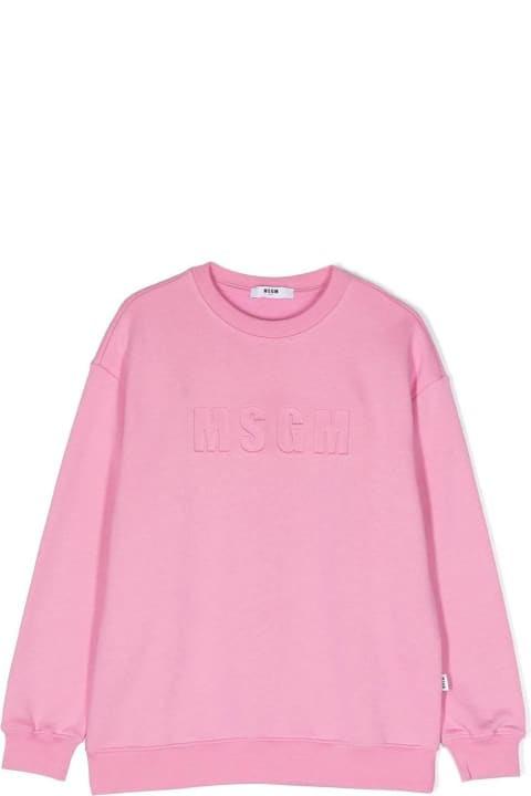Kids Pink Sweatshirt With Embossed Logo