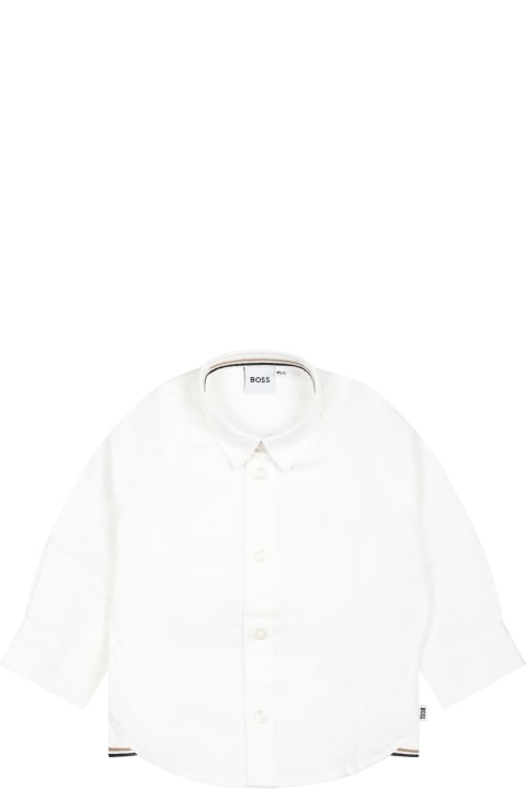 ベビーガールズ Hugo Bossのシャツ Hugo Boss White Shirt For Baby Boy With Logo