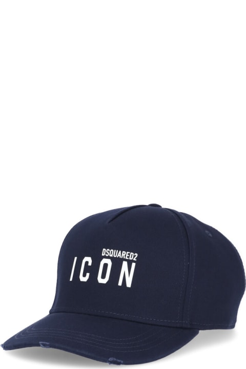 Hats for Men Dsquared2 Midnight Blue Cotton Mini Icon Baseball Cap