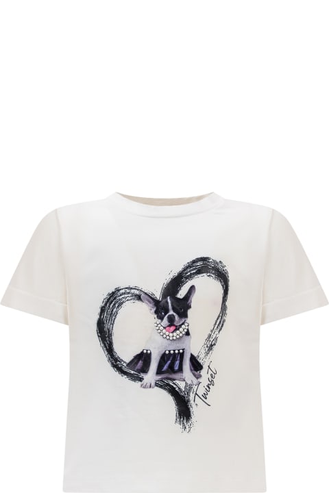 TwinSet Topwear for Girls TwinSet Pet Heart T-shirt
