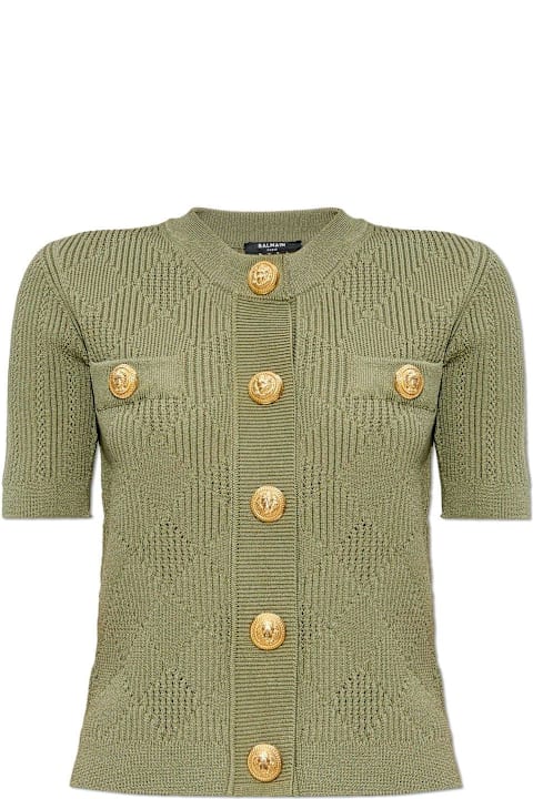 Balmain Sweaters for Women Balmain Button-detailed Short-sleeved Cardigan