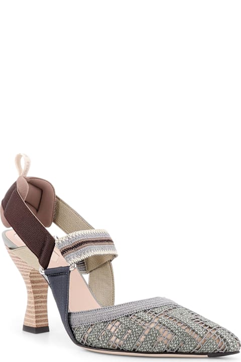 Sale for Women Fendi Colibrì Mesh Slingback With Ff Embroidery