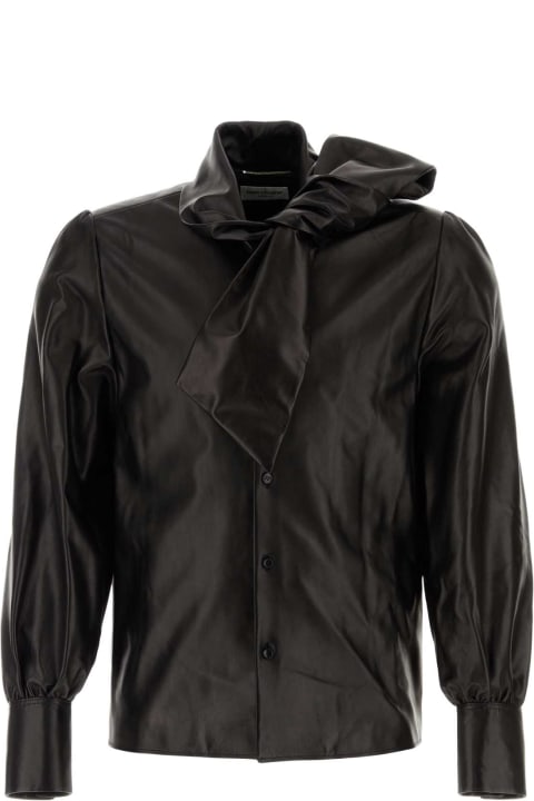 Saint Laurent Sale for Men Saint Laurent Black Leather Shirt