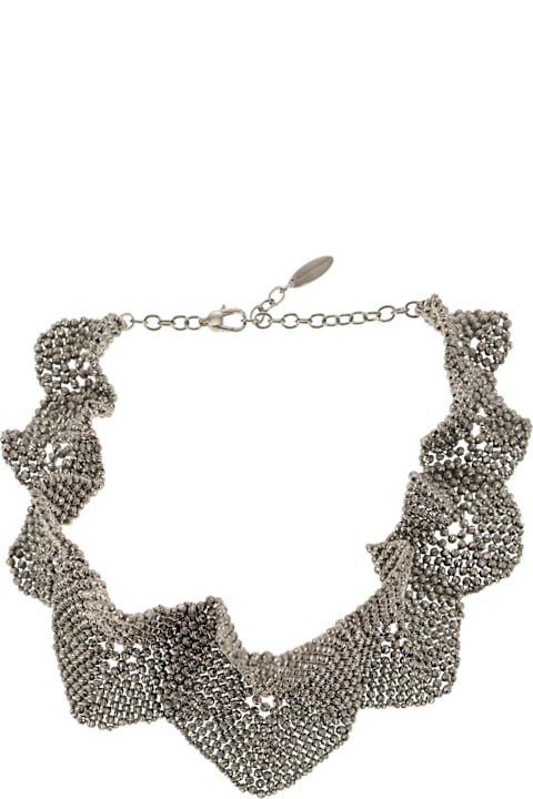 Brunello Cucinelli حُلي لـ السيدات Brunello Cucinelli 925 Sterling Silver Sculpted Flower Necklace