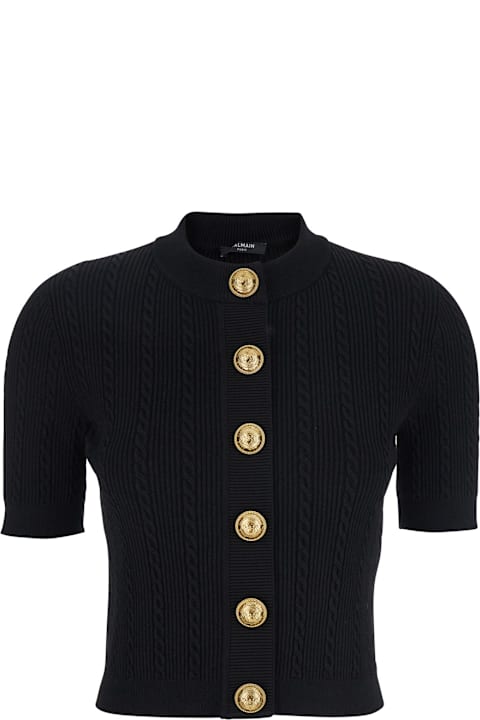 Balmain ملابس علوية لـ السيدات Balmain Ss Buttoned Torsade Knit Cardigan