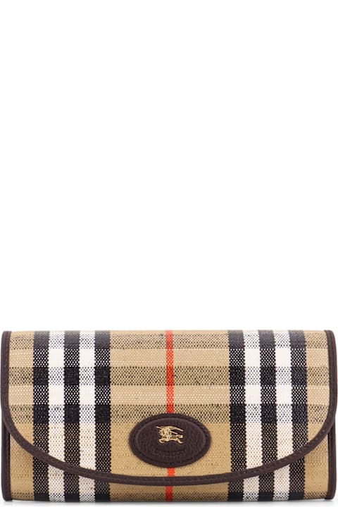 Homeware Burberry Coated Canvas Wallet With Burberry Check Motif