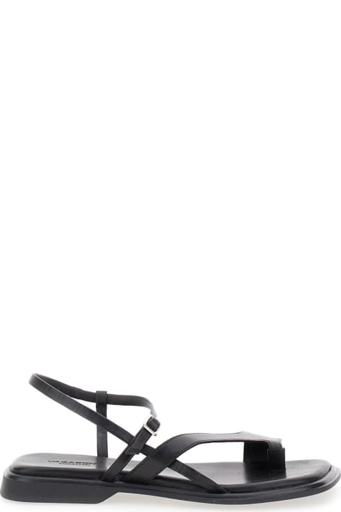 Vagabond Sandals for Women Vagabond 'izzi' Black Thong Sandals With Thin Straps In Leather Woman