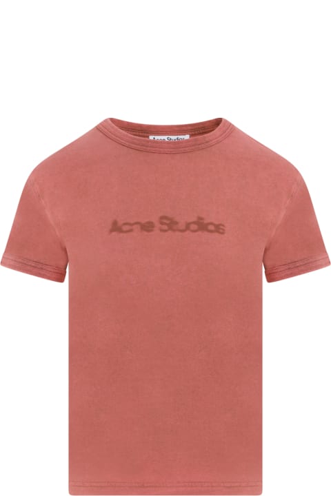 Acne Studios ملابس علوية لـ القسم الرجالي Acne Studios Logo Detailed Crewneck T-shirt