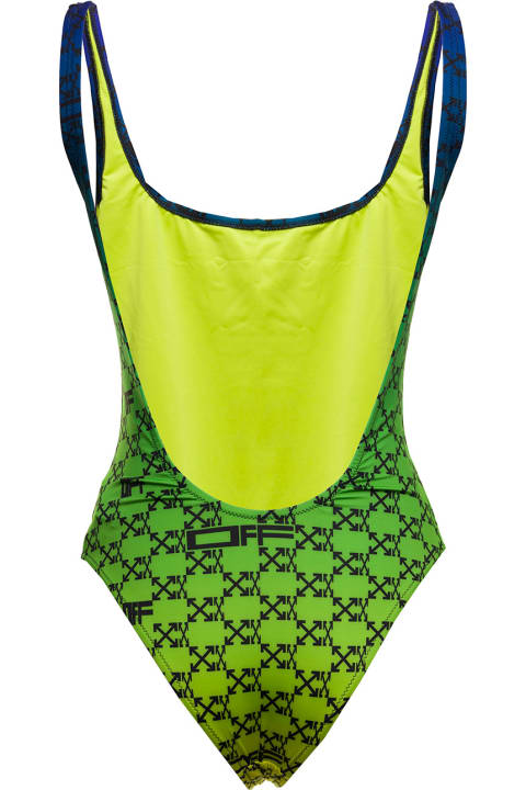Off White Woman's Stretch Fabric Monogram Swimsuit