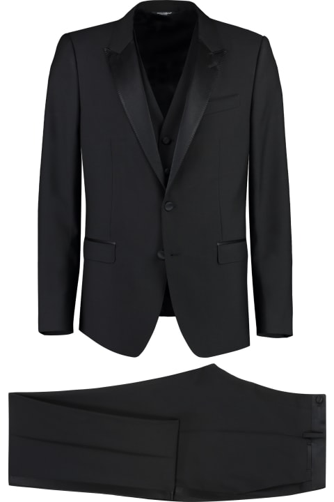 Suits for Men Dolce & Gabbana Three-piece Suit In Wool And Silk