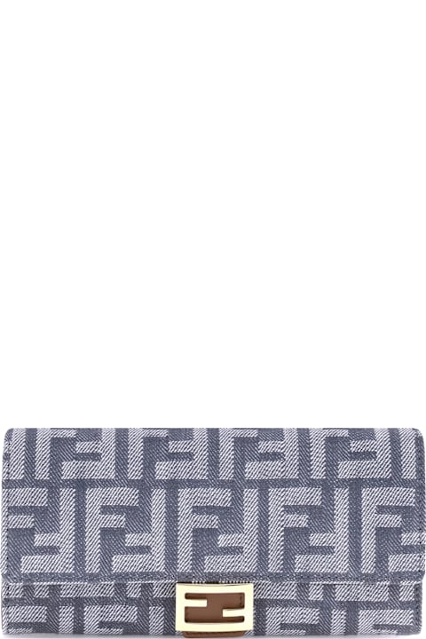 Fendi Ff Print Denim Wallet