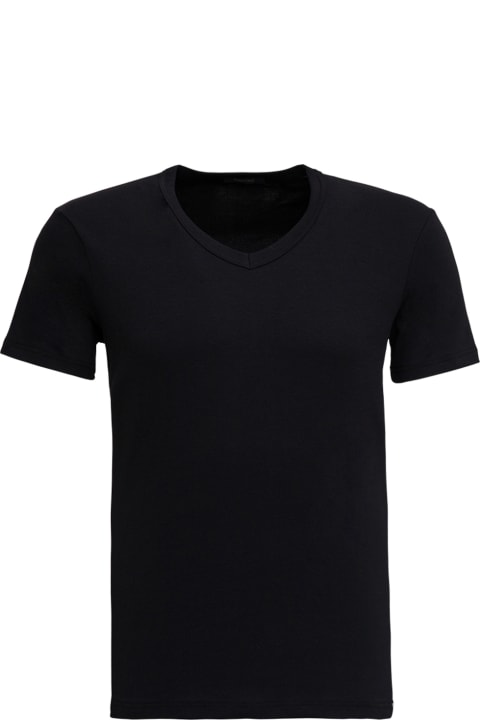 Tom Ford Man's Black Stretch Cotton V-neck Tshirt
