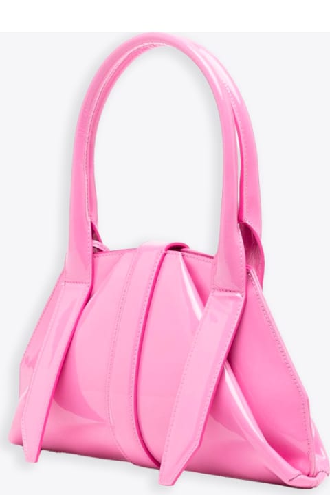 Alba Bag With Charm Pink patent bag with metal charm - Alba bag with charm