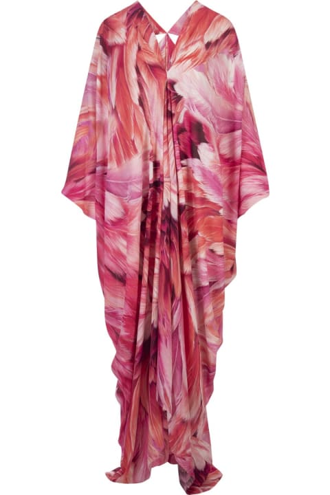 Fashion for Women Roberto Cavalli Pink Kaftan With Plumage Print