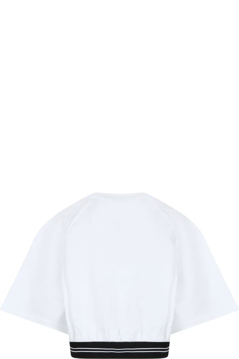 Topwear for Girls MSGM White Crop Sweatshirt For Girl With Logo