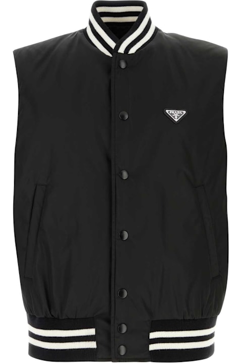 メンズ Pradaのウェア Prada Black Re-nylon Sleeveless Padded Jacket