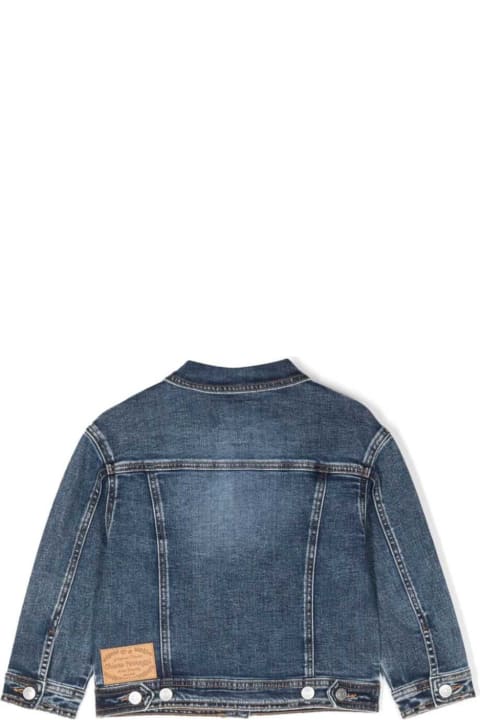 Chiara Ferragni Coats & Jackets for Girls Chiara Ferragni Blue Jacket With Logo Embroidery In Cotton Denim Girl