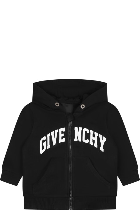 ベビーボーイズ トップス Givenchy Black Sweatshirt For Baby Boy With Logo