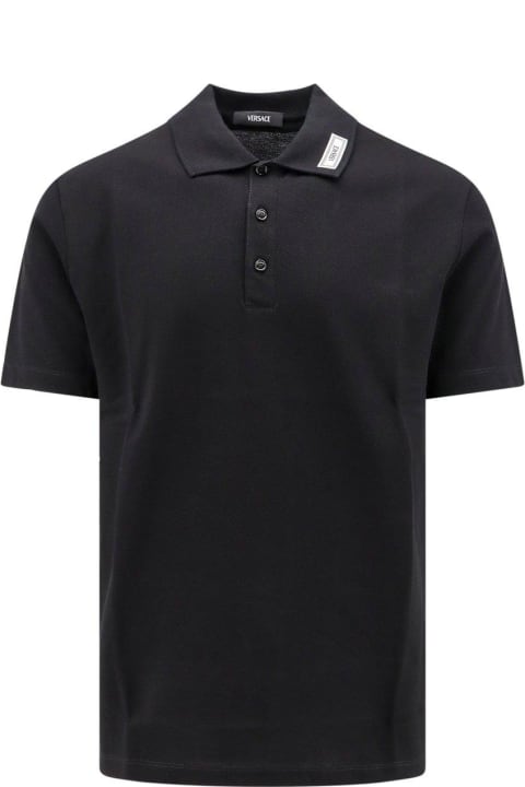 Shirts for Men Versace Logo Patch Short-sleeved Polo Shirt