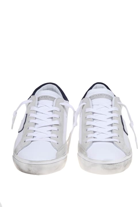 Homeware Philippe Model Prsx Low Sneakers In White/blue Leather
