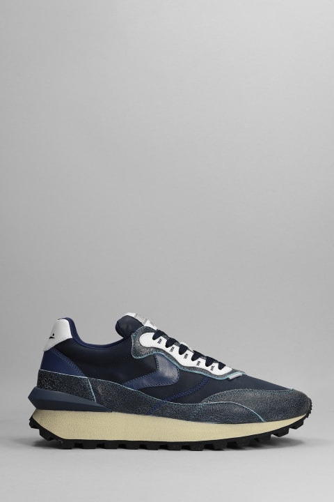 Qwark Hype Sneakers In Blue Leather And Fabric