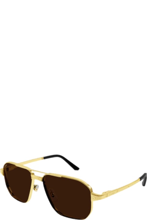メンズセール Cartier Eyewearのアイウェア Cartier Eyewear Ct0424 - Gold Sunglasses