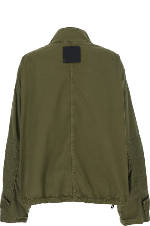 Homeware The Attico Green Jacket With High Neck And Logo Patch On The Rear In Cotton Woman