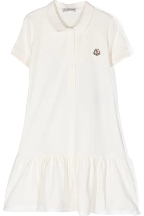 Fashion for Girls Moncler White Polo Style Dress With Logo Patch